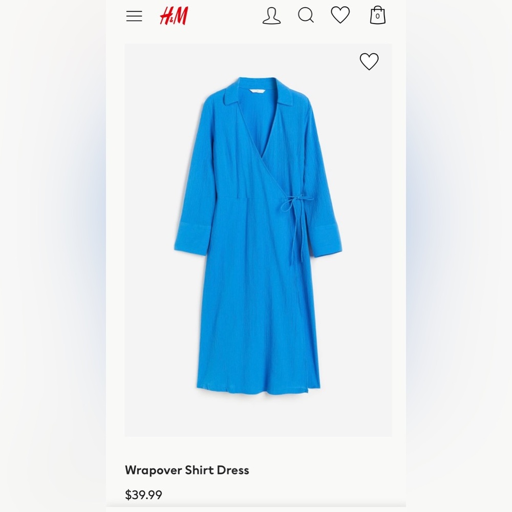 H&M Blue wrapover shirt dress
